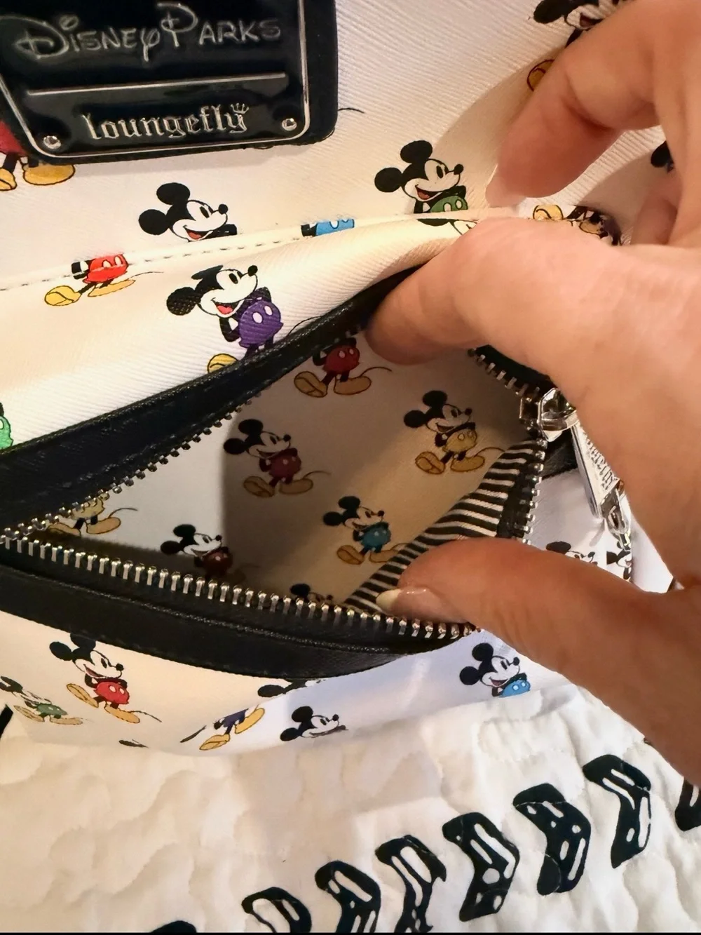Disney White Mickey Mouse Mini Backpack and Wallet Set